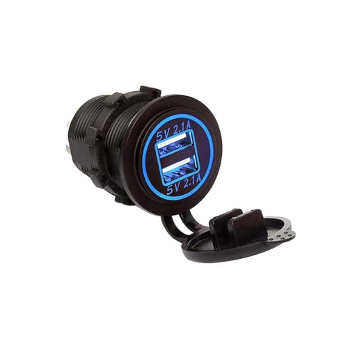 12-24V 4.2A Dual-Ring USB Car Charger Waterproof USB Port USB Charger Socket for Marine Truck Motorcycle Car etc
