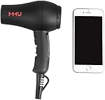 Mini Travel Hair Dryer 1000 Watts for RV & Pouring Art Lightweight Ceramic Ionic Blow Dryer Compact Size Plus Concentrator Black