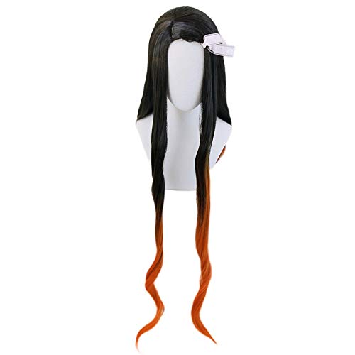 Miniatura 2 de Peluca para Nezuko Kamado peluca larga Cosplay traje anime resistente al calor pelo sintético mujeres moda pelucas REYHS
