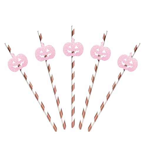 Pitillos de Papel Decorativos Halloween Pumpkin Rose Gold 24pz miniatura 1