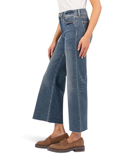 KUT from the Kloth Women's Meg High-Rise Fab Ab Wide Leg Raw Hem in Demure2