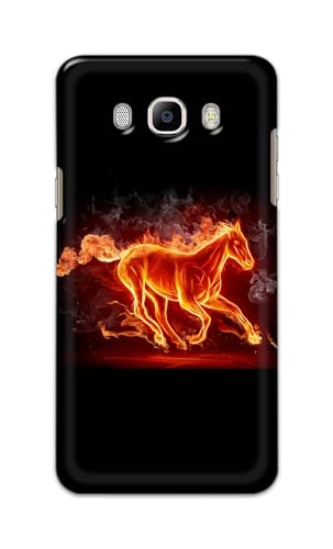 Image of Plastic, Polycarbonate PRINTFIDAA Printed Hard Back Cover Case for Samsung Galaxy J7 2016 | Samsung Galaxy On 8 2016 Back Cover (Fiery Horse) -112, Black
