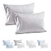 2 Grey Toddler Pillowcases - Envelope Style - 100% Cotton 400 TC Soft Sateen Weave - for Travel Pillows 14x19 or 13x18 - Toddler Pillow Cases Gray Toddler Pillowcase Covers Kids Travel Pillow Cases