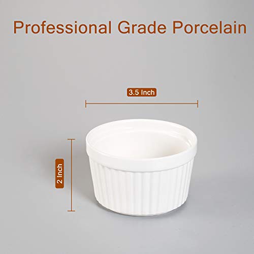 Hasense 6 Oz Ramekins,Ceramic Dipping Sauce Bowls Set Of 6 Oven Safe,White Porcelain Souffle Dish For Pudding,Creme Brulee, Serving Dip,Custard,Ice Cream #TOP5