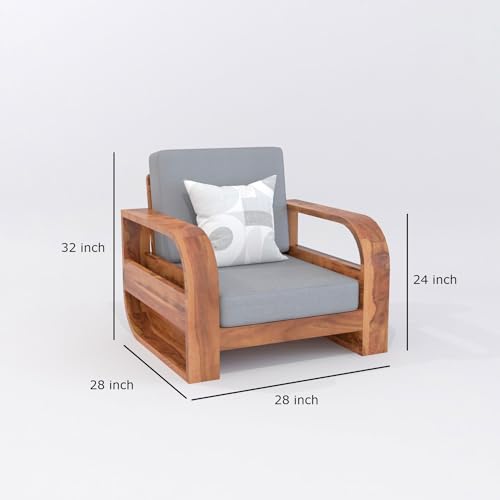 Image of Wooden 5 Seater Sofa Set for Living Room, Five Seater Sofa for Office & Lounge, 3+1+1 Seater Sofa Sets for Home, Sheesham Wood (3+1+1 Seater,Honey Finish)