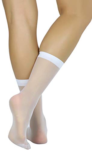 Image of ToBeInStyle Women's Pack of 6 Trendy Sheer Nylon Crew Sock Stockings