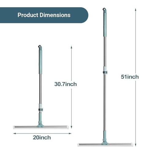 Image of ZURENI Magic Broom Silicone Floor Wiper with Stainless Steel Extendable Handle Rotating Squeegee Adjustable Sweeper for Tile Marble Bathroom Kitchen Glass & Window Cleaning (Pack of 1, Multicolour)