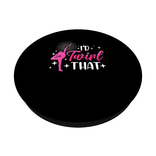 Twirler Majorettes I'd twirl that Baton Twirling PopSockets Swappable PopGrip, Black - Image 2
