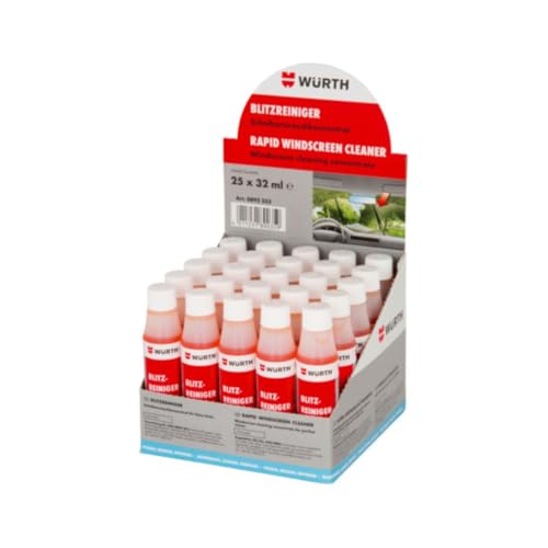 WURTH Limpiaparabrisas Concentrado, 32 ml, Pack 25 Monodosis, Detergente con Agentes Anti Cal para 3 Litros