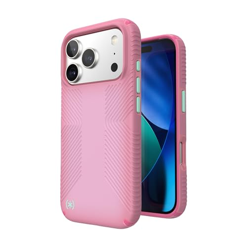 Image of Speck Presidio LUX Grip for iPhone 17 Pro Case, MagSafe-Compatible, Slim Protective Case, IBIS Pink /Dark IBIS /KANOM Green
