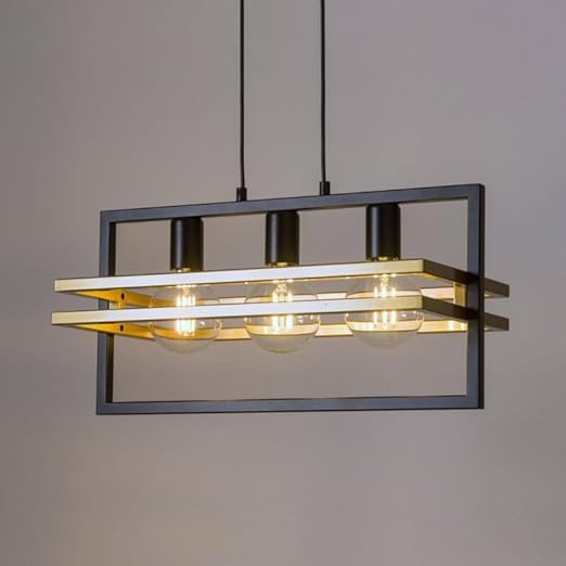 Decor Modern 3 Light Black & Gold Ceiling Lamp for Bedroom,Living Room Kitchen Dining Room Bar (Not Include Bulb)-image-45
