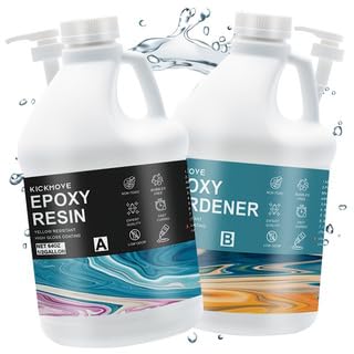 HeyClear 1 Gallon Epoxy Resin Kit with Pumps, Crystal Clear and Hard Upgraded 2 Part Resin and Hardener Resina Epoxica for Casting Coating, Countertop, Table top, Wood, Art DIY Handcraft Jewelry