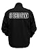 Security Zipped up Windbreaker in Black with Silver/Reflective Decorations Front and Back
