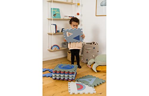 Kindsgut Spielmatte für den Boden aus Puzzleteilen, Perfekt zum Krabbeln, Toben und Spielen, Zahlen Lernen, schöne Motive und dezente Farben, Bodenmatte, Aron