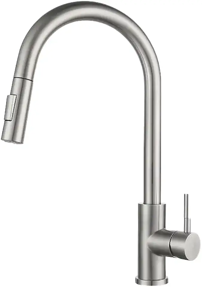 Torneira Cozinha, Torneira cozinha Bancada Aço com Mangueira Retrátil e Spray, Torneira Misturador Monocomando Cozinha,Torneira Alta com Rotação 360° para Pia de Cozinha