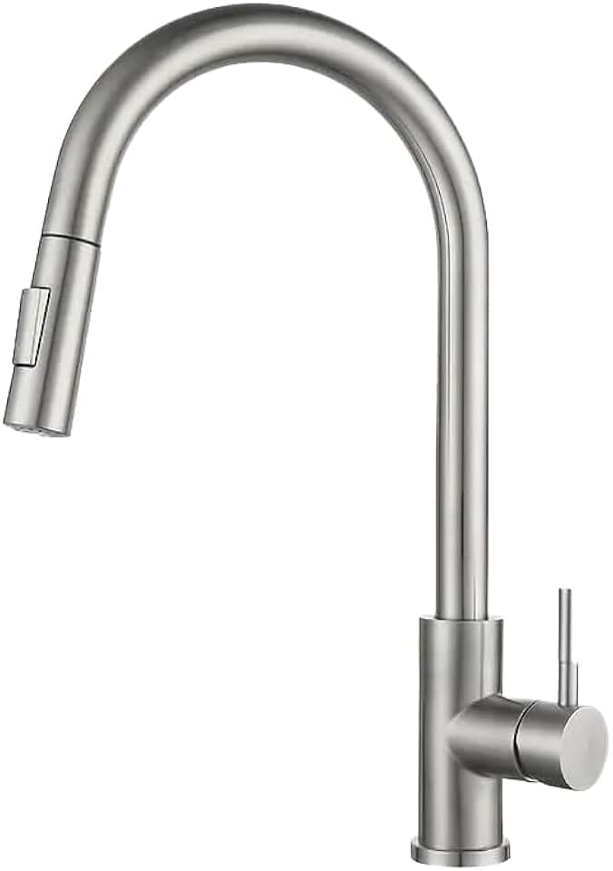 Torneira Cozinha, Torneira cozinha Bancada Aço com Mangueira Retrátil e Spray, Torneira Misturador Monocomando Cozinha,Torneira Alta com Rotação 360° para Pia de Cozinha