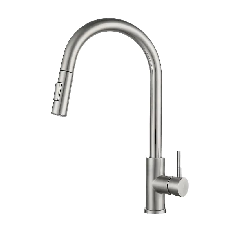 AUXOM Torneira Cozinha, Torneira cozinha Bancada Aço com Mangueira Retrátil e Spray, Torneira Misturador Monocomando Cozinha,Torneira Alta com Rotação 360° para Pia de Cozinha