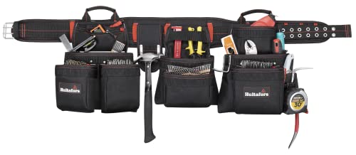 Hultafors Work Gear HT5652 Professional's Carpenter's Combo Apron, Heavy Duty Ballistic Polyester Tool Belt, Gusset-Style Front Pockets, Zippered Pockets, 2 Hammer Loops, Tape Clip Holder