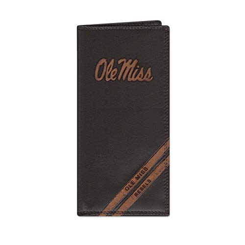 NCAA Ole Miss Rebels Zep-Pro Pull-Up Leather Long Secretary Embossed Wallet, Brown