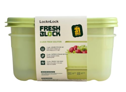 Image of LocknLock Fresh Block 2.2L Food Storage Containers (Pack of 2) | Airtight Fridge Storage Box with Air Vent System | BPA-Free Vegetable, Fruit & Grocery Storage Container