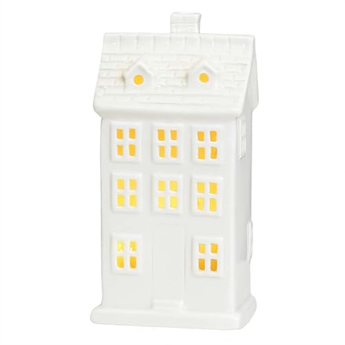 White Ceramic Christmas Village Houses, Christmas Village Sets, LED Lighted Christmas...