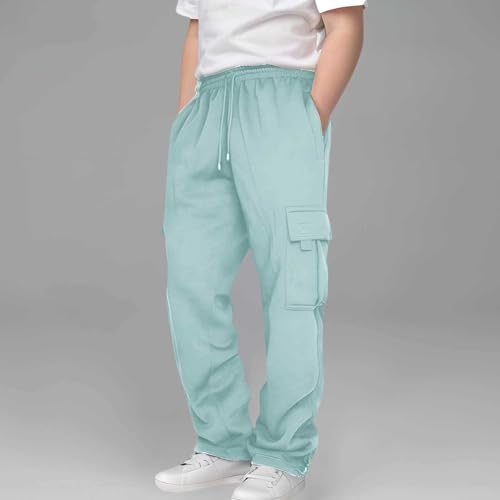 Cargo Pants for Boys Casual Open Bottom Elastic Waist Cargo Sweatpants Baggy Athletic Workout Joggers with Pockets 3-14Years3