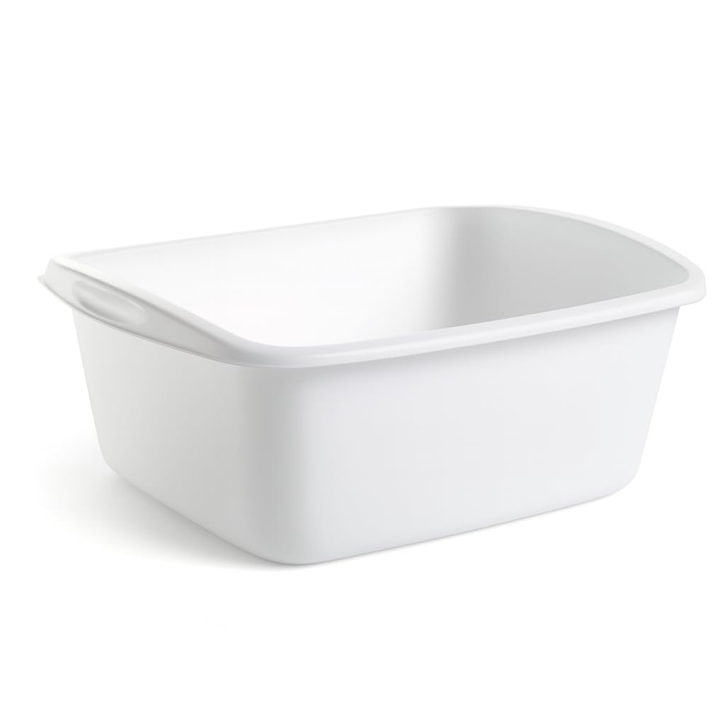 Tribello Plastic Wash Dish Bucket Basin Storage Bin (White)