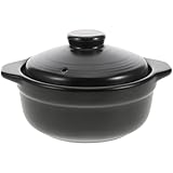 UKCOCO Olla de Cerámica para Cocinar 1.26l Tapa, Cacerola para Estofado y Sopa, Utensilio de Cocina Casera para Fideos y Guisos, Adecuado para Uso Doméstico y Reuniones Familiares