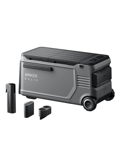 Image of Anker SOLIX EverFrost 2 58L Cooler with Road Trip Kit, 61 qt Car Refrigerator, Electric Cooler with 288Wh Battery, Powered by AC /DC or Solar, For Camping, Travel, Fishing (Only 1 Battery Included)