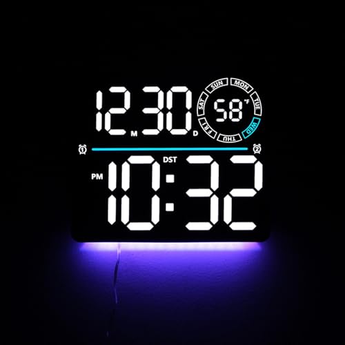 Grande horloge murale numérique avec télécommande à intensité variable - 5