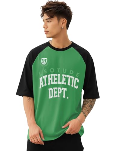 Image of LEOTUDE Men Polycotton Classy Look Regular Fit Round Neck Half Sleeve Tshirt| Colorful Oversized Fit T-Shirt for Mans