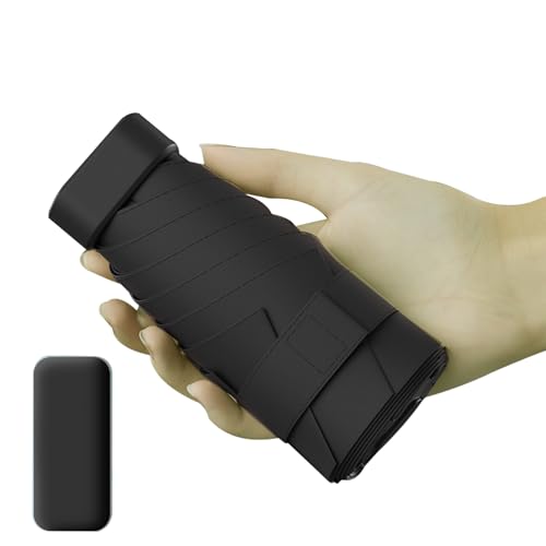 Biglumin Winddichter Mini Reise Klappschirm uv schirm UPF 50+ Sonnenschutz-Kapselschirm für sonnige...