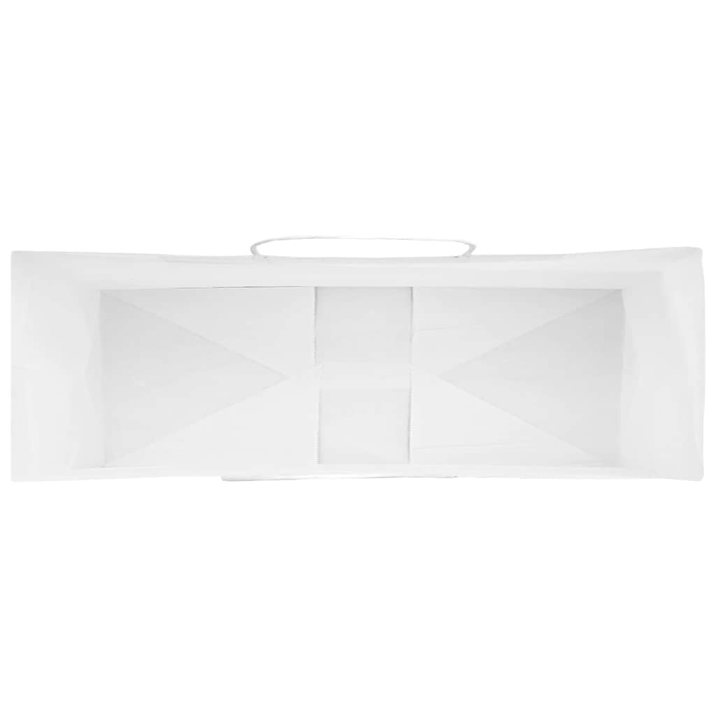 250 bolsas de papel con asa, color blanco, 32 x 12 x 42 cm, bolsas de papel kraft estables para regalos, compras y llevar