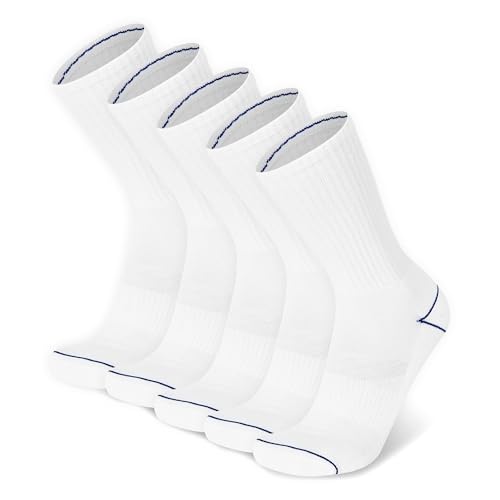 Image of Champion Men's Cushioned Crew Socks 5-Pack - Moisture-Wicking Athletic Crew Socks with Arch Support (Sizes 6-12)