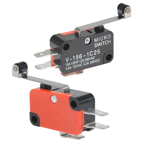 BUYGOO 6Pcs V-156-1C25 Micro Limit Switch with Hinge Roller Momentary SPDT Snap Action for Arduino CYT1046