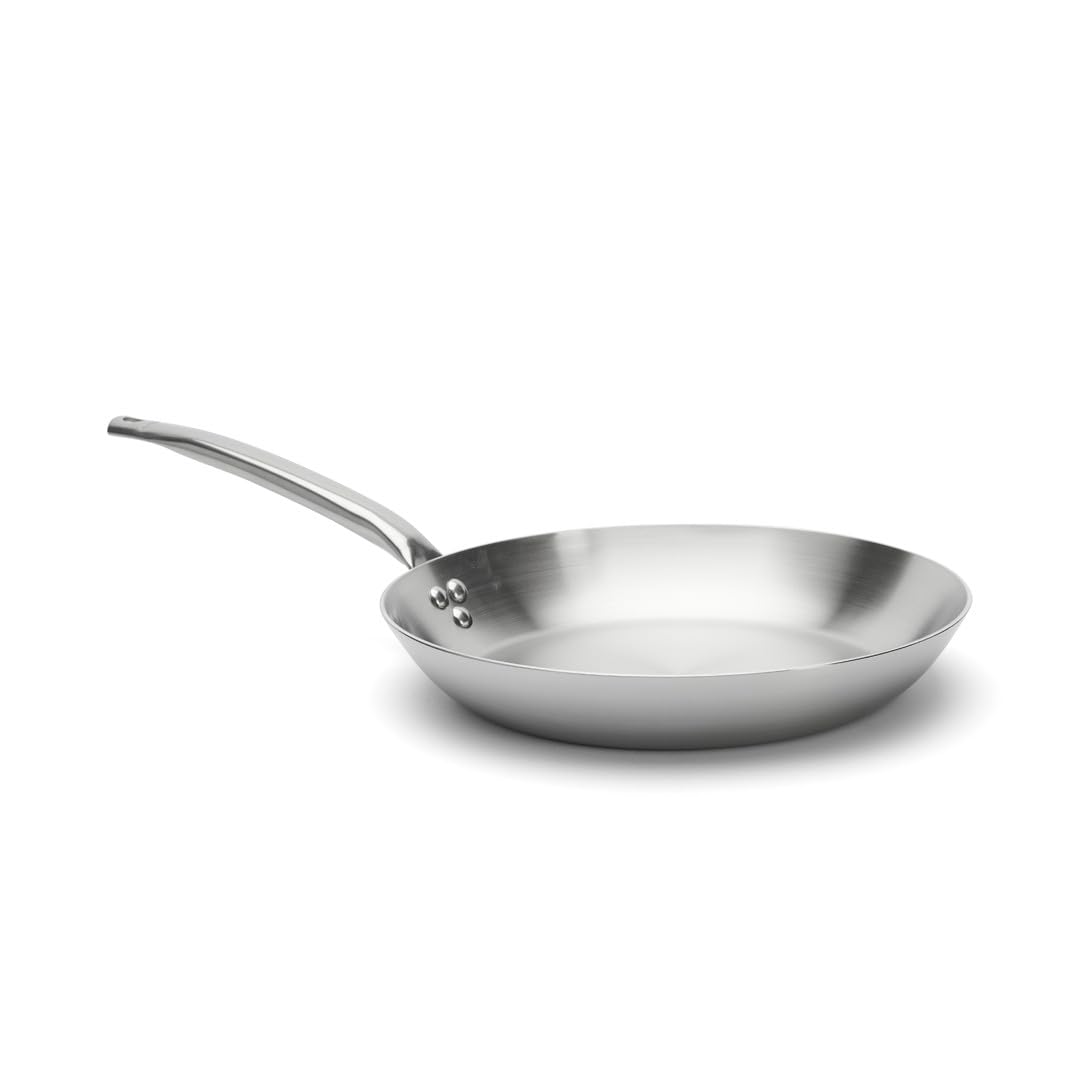 De Buyer - Poêle à frire en inox 3 couches ALCHIMY - 32 cm - Fabriquée en France, Maîtrise de la Cuisson, Inox 18/10, Tous Feux + Four, Finition Poli Brossé