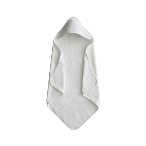 Image of mushie Baby Hooded Towel | Organic Cotton (Pearl)