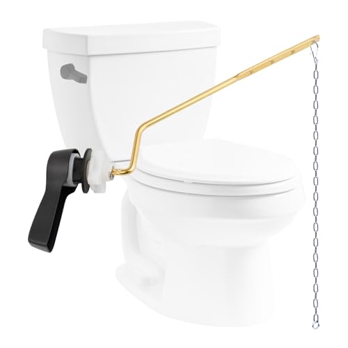 Image of Hibbent Universal Metal Side Mount Toilet Handle Kit, Oil Rubbed Bronze | Solid Brass Toilet Flush Tank Lever with Stainless Steel Adjustable Flapper Chains, Side Tank Toilet Handle for Most Toilets