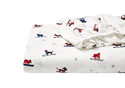 Image of Eddie Bauer - Flannel Sheets Twin Size, Anti-Pilling & Wrinkle Resistant Cotton, Touchably Soft for All-Season Comfort - Bed Sheets with Matching Pillowcase & Fitted Sheet (Ski Patrol White)
