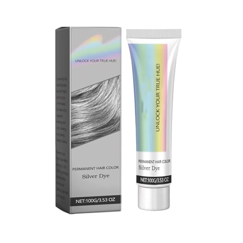 2 En 1 Natural Tinte De Pelo El Cabello De Plata - Crema De Tinte Para El Cabello Gris Metálico/Plata, Color Permanente De Larga Duración Con Extractos Nutritivos De Plantas (#1, 100g)