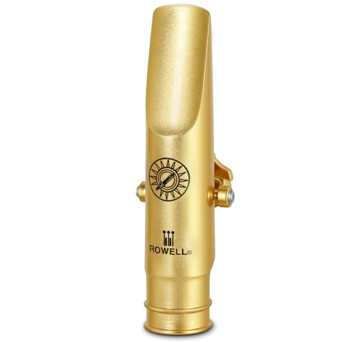 ROWELL Alto Saxophone Metal Mouthpiece Jazz Sax Mouthpiece- 5-Level Adjustable Ligature & Protective Cap Rich Full Tone -Ideal for Jazz Bebop Cool Jazz