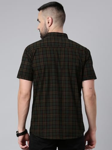Image of Majestic Man Men Cotton Checkered Half Sleeve Slim Fit Casual Shirt