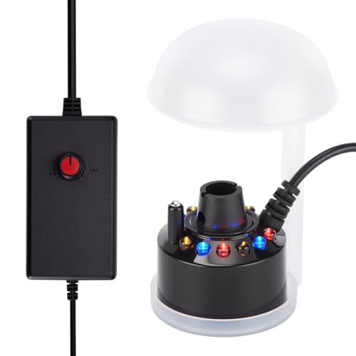 FITNATE Ultraschall Vernebler, 12 LED-Farben, Ultraschall-Nebelmaschine, mit einstellbarem Nebelregler, ideal für Wasserspiele, Halloween und andere Festtagsdekorationen