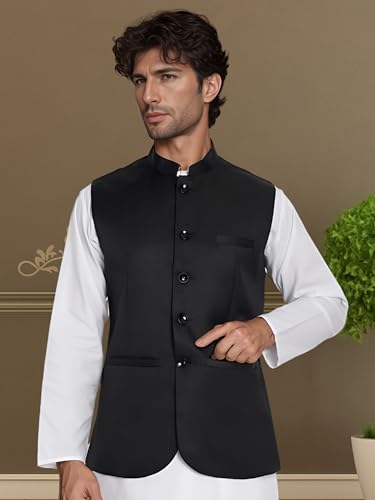 Image of ROCKSY Bandi Modi Koti, Nehru Jacket for Men, Cotton Waistcoat for All Occasion: Diwali, Wedding, Ethnic, Office Party, Formal & casual Look
