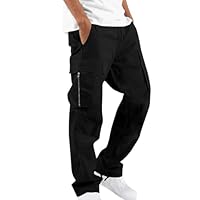 Cargo Pants for Men Mens Casual Pantalon Homme Sport Joggers Hiking Trousers with Multi Pockets Lightweight Workout Lowers Loose Black X-Large