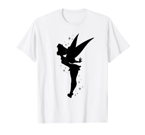 T-shirt Clochette Disney noir col rond imprimé silhouette Peter Pan