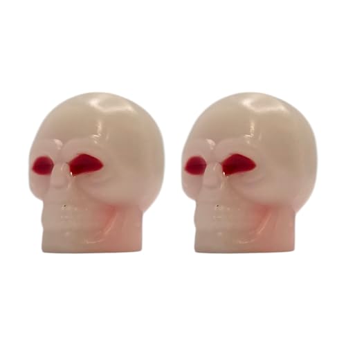 cyclingcolors 2 x Tapas de Válvula Tapa Cubierta Luminosa Calavera Fosforescente para Válvula Schrader Neumáticos Bicicleta Motocicleta Coche Quad E-Scooter, Rojo