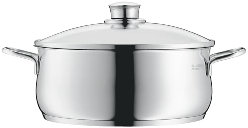 WMF Diadem Plus Kochtopf 16 cm klein, Glasdeckel, Topf 16cm, Bratentopf Induktion 1,5l, kleiner Topf Cromargan Edelstahl poliert, Nudeltopf, unbeschichtet
