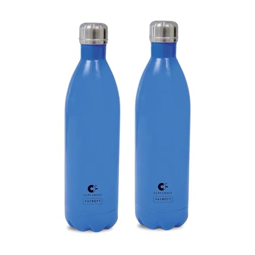 Image of Clay Craft VACBOTT Stark Double Walled 18 Hours Hot and 24 Hours Cold Water Flask Bottle-1000ML, 2-Piece(Deep Blue) Leak Proof|Easy to Carry|Gym Bottle|Home|Kitchen|Hiking|Travel Bottle|BIS Certified