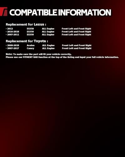 Image of Torchbeam Front Brake Calipers Set for Toyota 2007-2017 Camry, Lexus 2007-2012 2016-2018 ES350, Toyota 2008-2018 Avalon, Front Left and Front Right Calipers Replace # 19B3128+19B3129